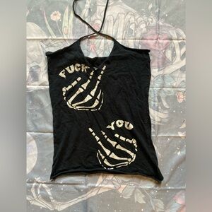 Black Graphic Sleeveless Women’s Tank Top - Bold Print